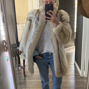 Genuine LUXURY Arctic White Fox Fur Coat Real Full Pelt Canadian custom made